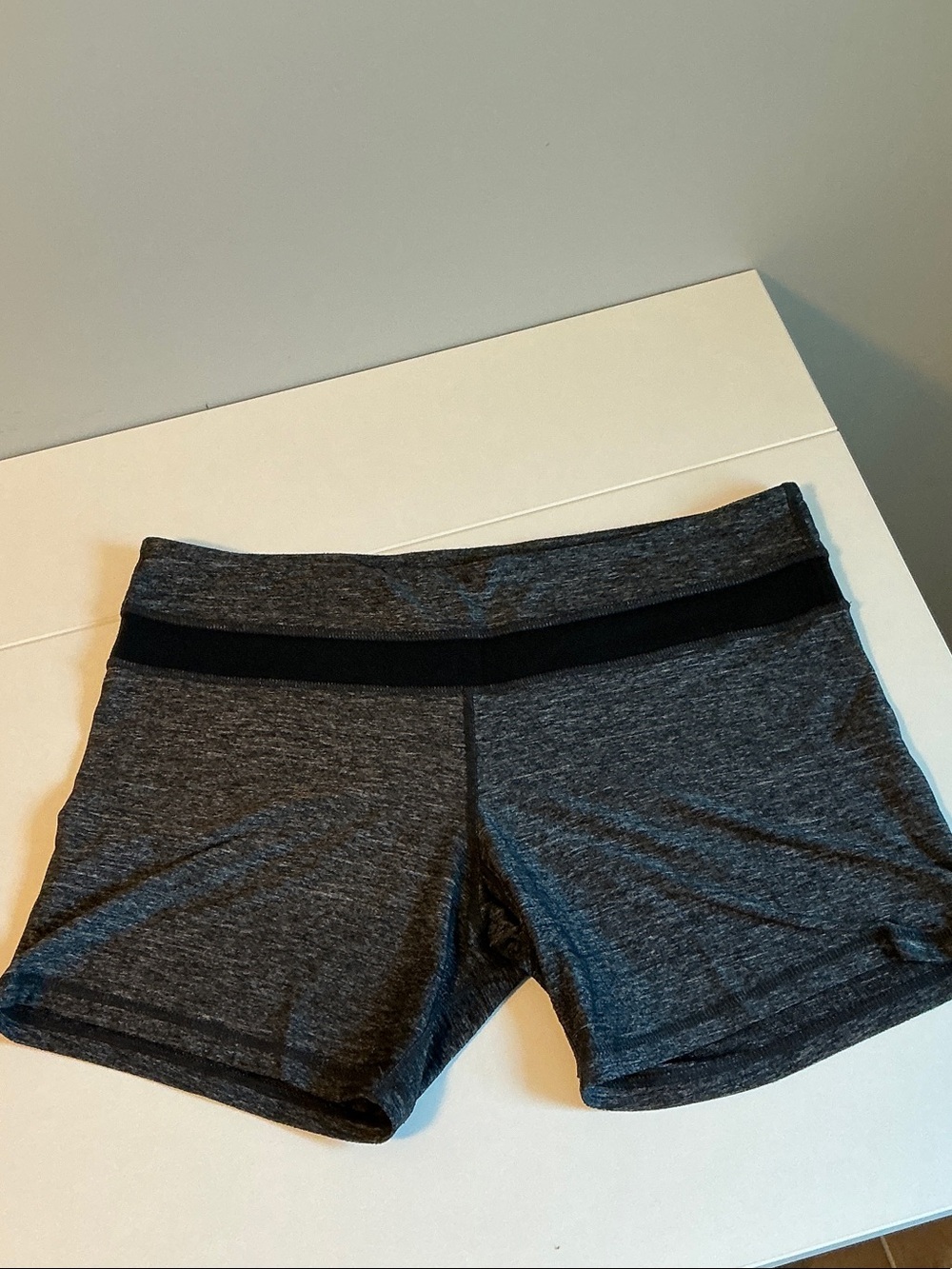 lululemon athletica Charcoal Heather Bike Shorts with Black Waistband